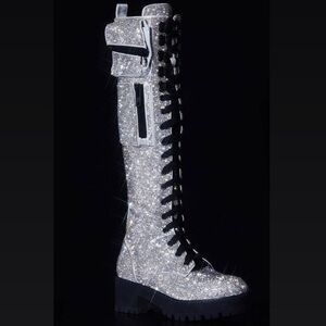 Rhinestone Combat Boots